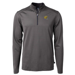 Green Bay Packers Cutter & Buck Big & Tall Virtue Eco Pique Micro Stripe Tri-Blend Quarter-Zip Jacket Black