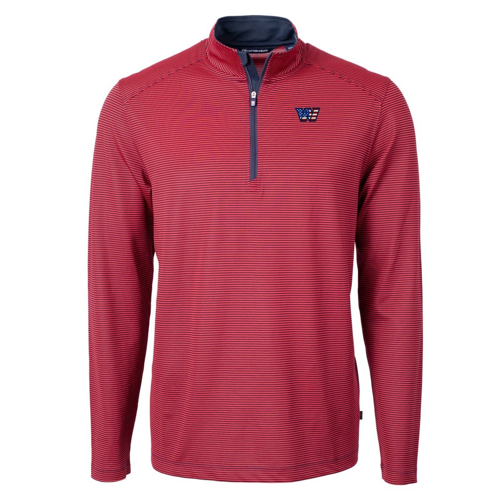 Washington Commanders Cutter & Buck Big & Tall Americana Virtue Eco Pique Micro Stripe Tri-Blend Quarter-Zip Jacket Red