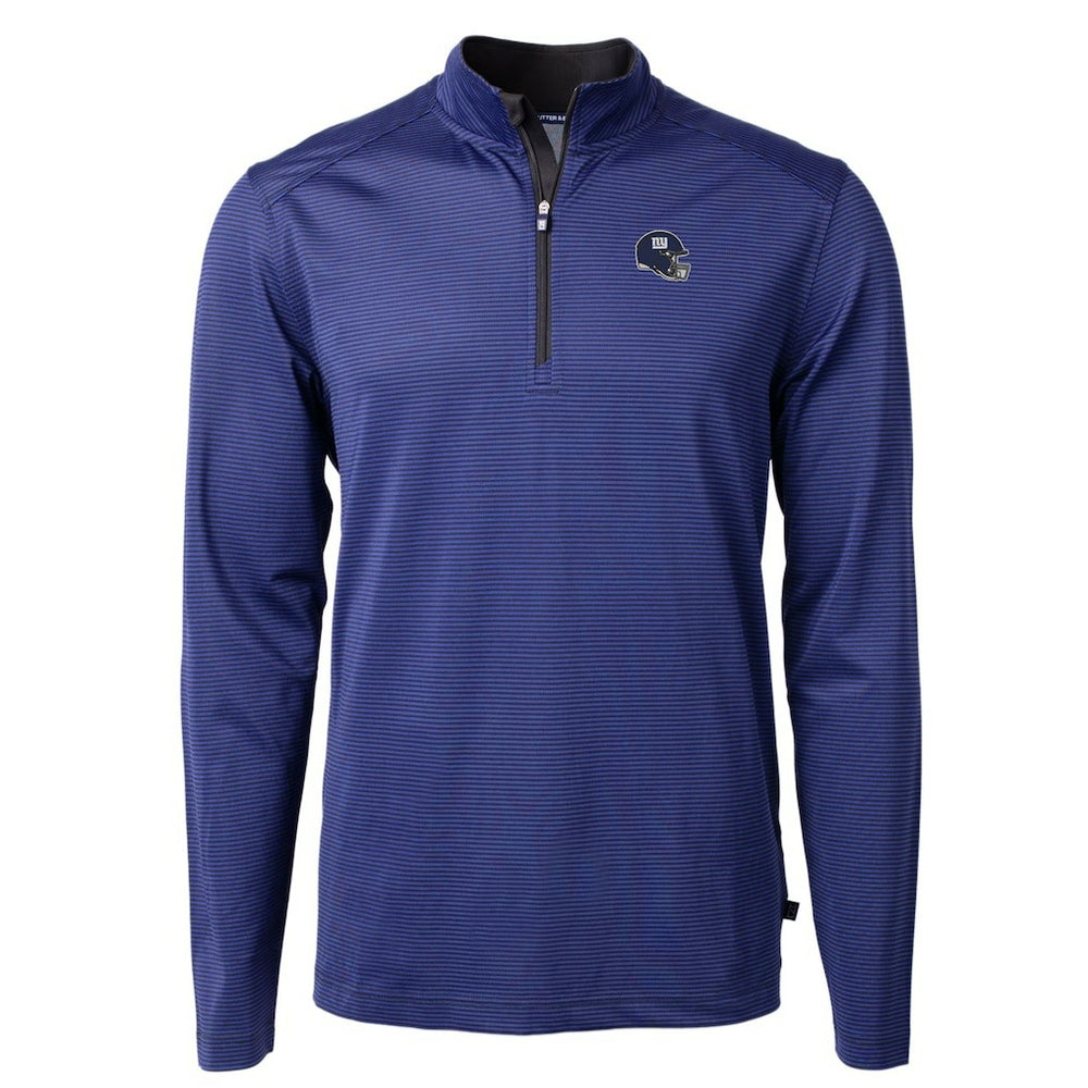 New York Giants Cutter & Buck Big & Tall Virtue Eco Pique Micro Stripe Tri-Blend Quarter-Zip Jacket Royal