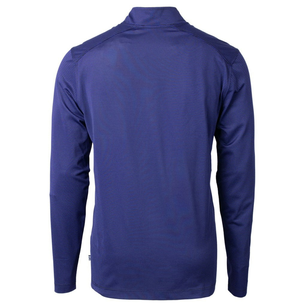 New York Giants Cutter & Buck Big & Tall Virtue Eco Pique Micro Stripe Tri-Blend Quarter-Zip Jacket Royal