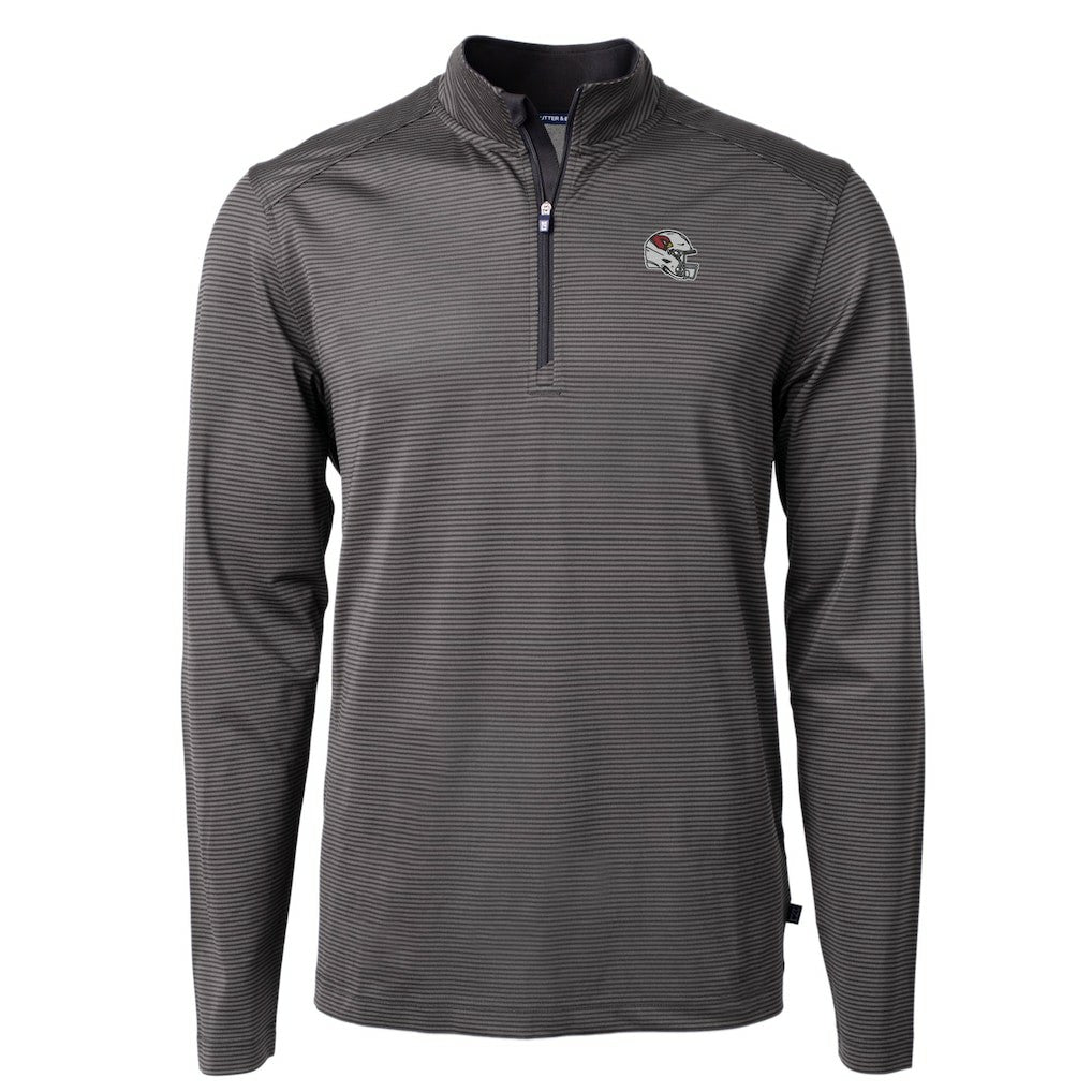 Arizona Cardinals Cutter & Buck Big & Tall Virtue Eco Pique Micro Stripe Tri-Blend Quarter-Zip Jacket Black