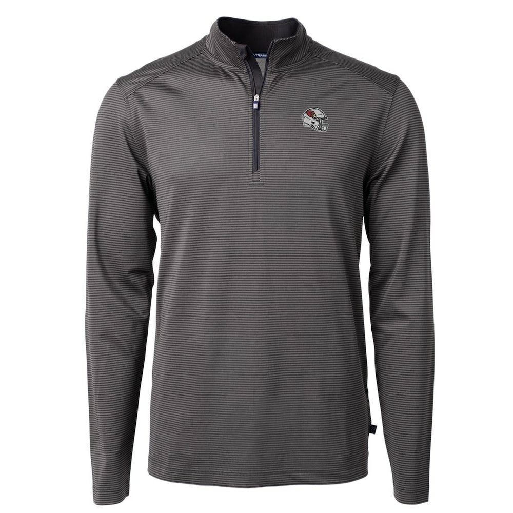 Arizona Cardinals Cutter & Buck Big & Tall Virtue Eco Pique Micro Stripe Tri-Blend Quarter-Zip Jacket Black