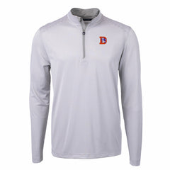 Denver Broncos Cutter & Buck Big & Tall Virtue Eco Pique Micro Stripe Tri-Blend Quarter-Zip Jacket Gray