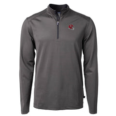 Kansas City Chiefs Cutter & Buck Big & Tall Virtue Eco Pique Micro Stripe Tri-Blend Quarter-Zip Jacket Black