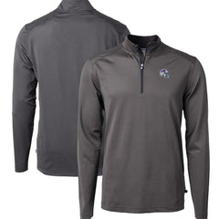 Buffalo Bills Cutter & Buck Big & Tall Virtue Eco Pique Micro Stripe Tri-Blend Quarter-Zip Jacket Black