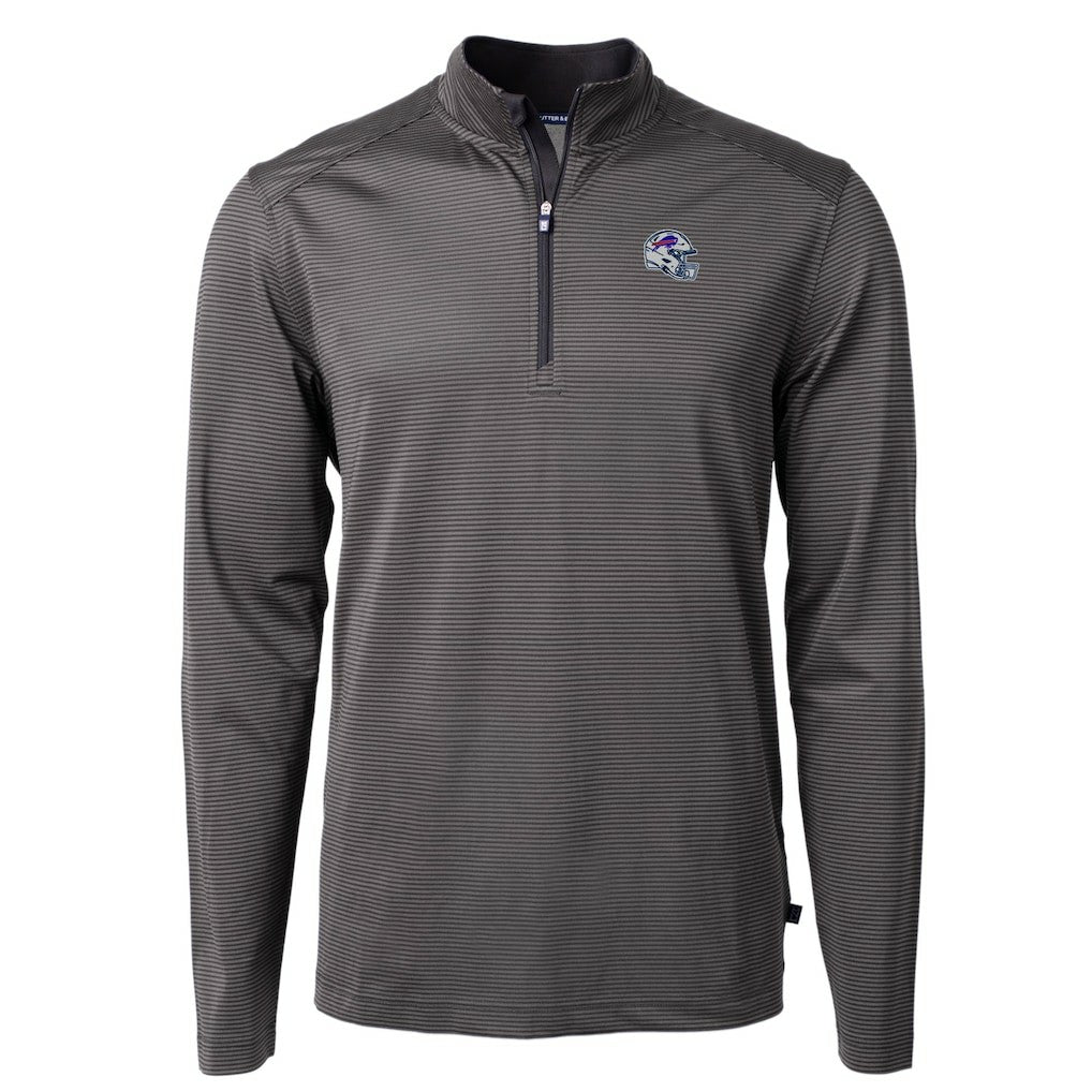 Buffalo Bills Cutter & Buck Big & Tall Virtue Eco Pique Micro Stripe Tri-Blend Quarter-Zip Jacket Black