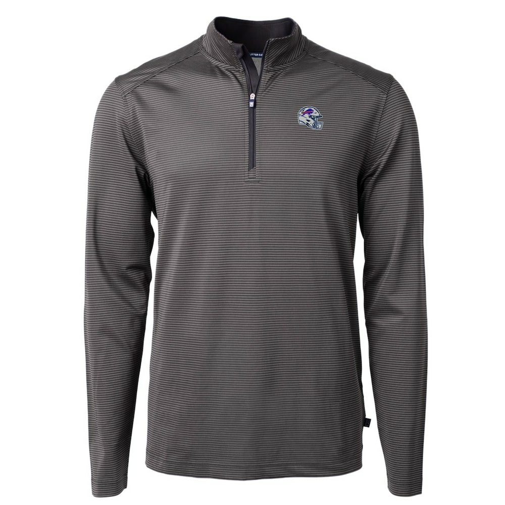Buffalo Bills Cutter & Buck Big & Tall Virtue Eco Pique Micro Stripe Tri-Blend Quarter-Zip Jacket Black
