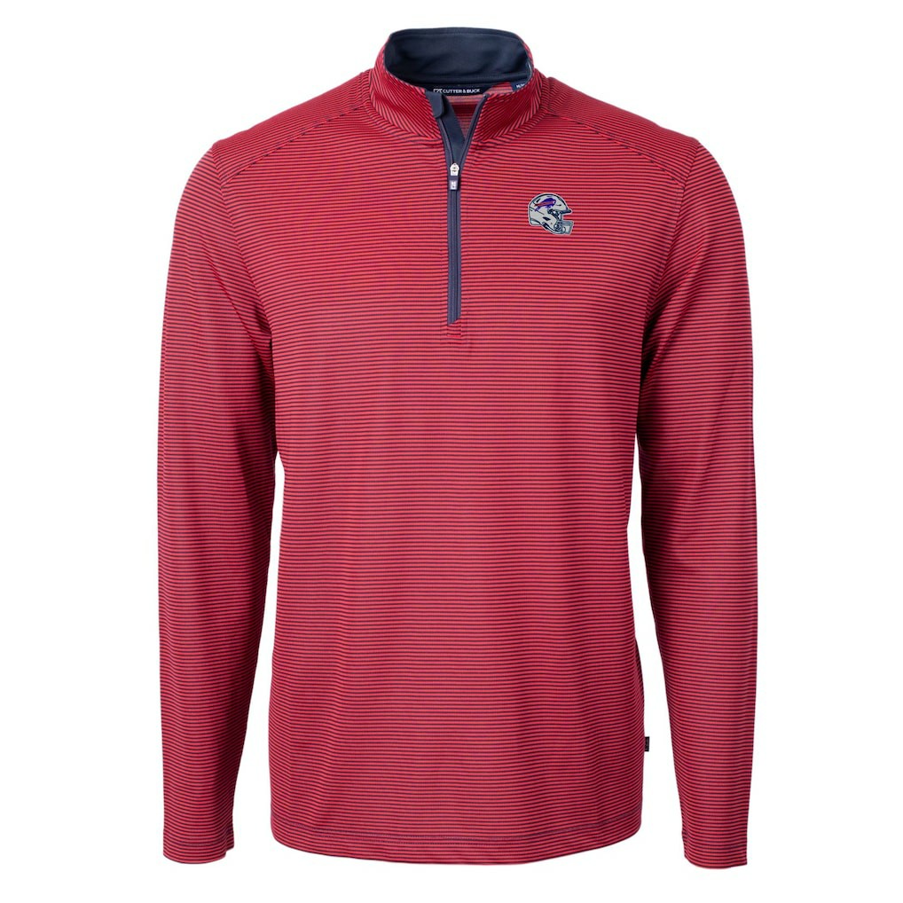 Buffalo Bills Cutter & Buck Big & Tall Virtue Eco Pique Micro Stripe Tri-Blend Quarter-Zip Jacket Red