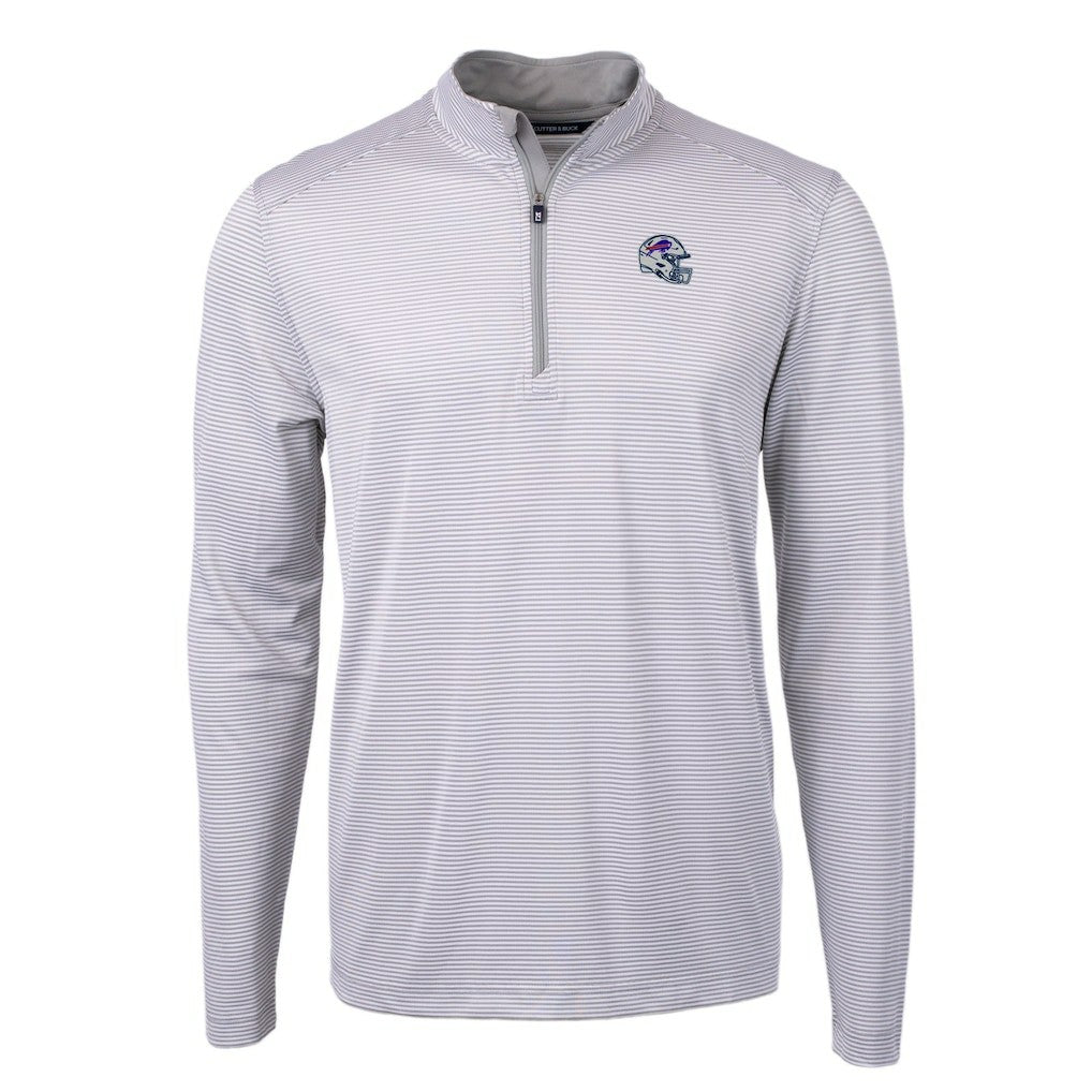 Buffalo Bills Cutter & Buck Big & Tall Virtue Eco Pique Micro Stripe Tri-Blend Quarter-Zip Jacket Gray