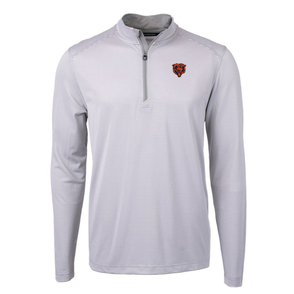 Chicago Bears Cutter & Buck Big & Tall Virtue Eco Pique Micro Stripe Tri-Blend Quarter-Zip Jacket Gray