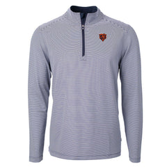 Chicago Bears Cutter & Buck Big & Tall Virtue Eco Pique Micro Stripe Tri-Blend Quarter-Zip Jacket Navy