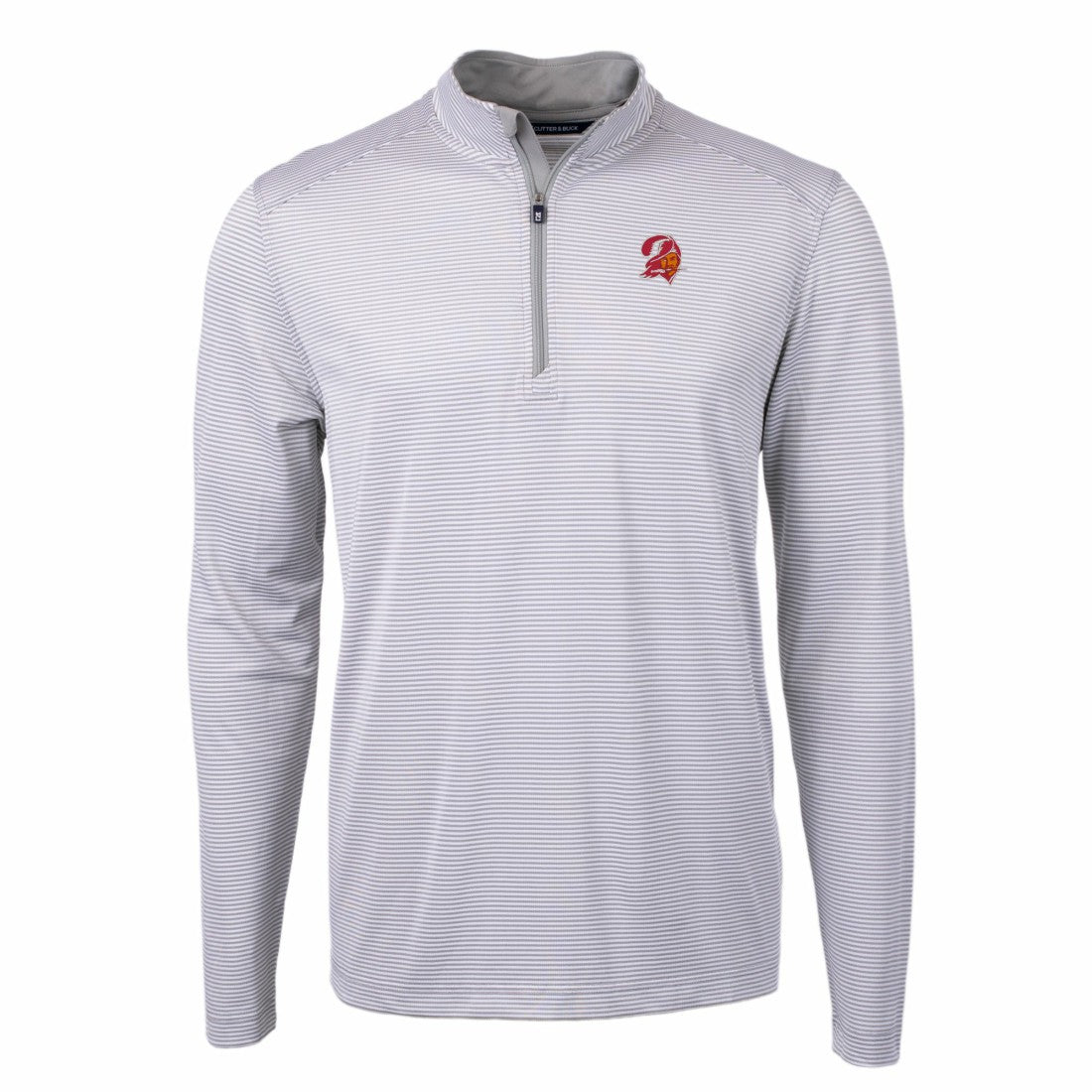Tampa Bay Buccaneers Cutter & Buck Big & Tall Virtue Eco Pique Micro Stripe Tri-Blend Quarter-Zip Jacket Gray