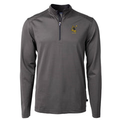Pittsburgh Steelers Cutter & Buck Big & Tall Virtue Eco Pique Micro Stripe Tri-Blend Quarter-Zip Jacket Black
