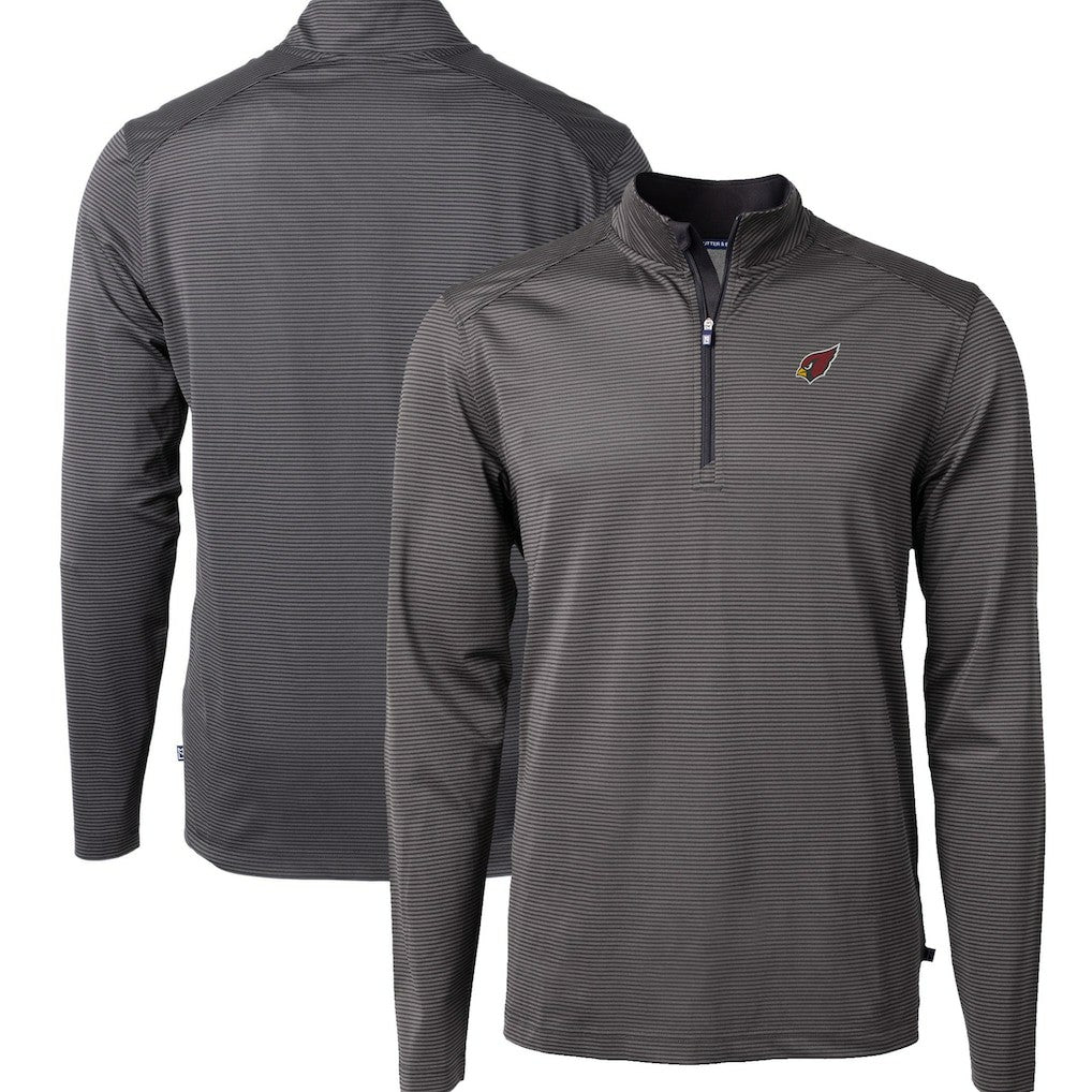 Arizona Cardinals Cutter & Buck Big & Tall Virtue Eco Pique Micro Stripe Tri-Blend Quarter-Zip Jacket Black