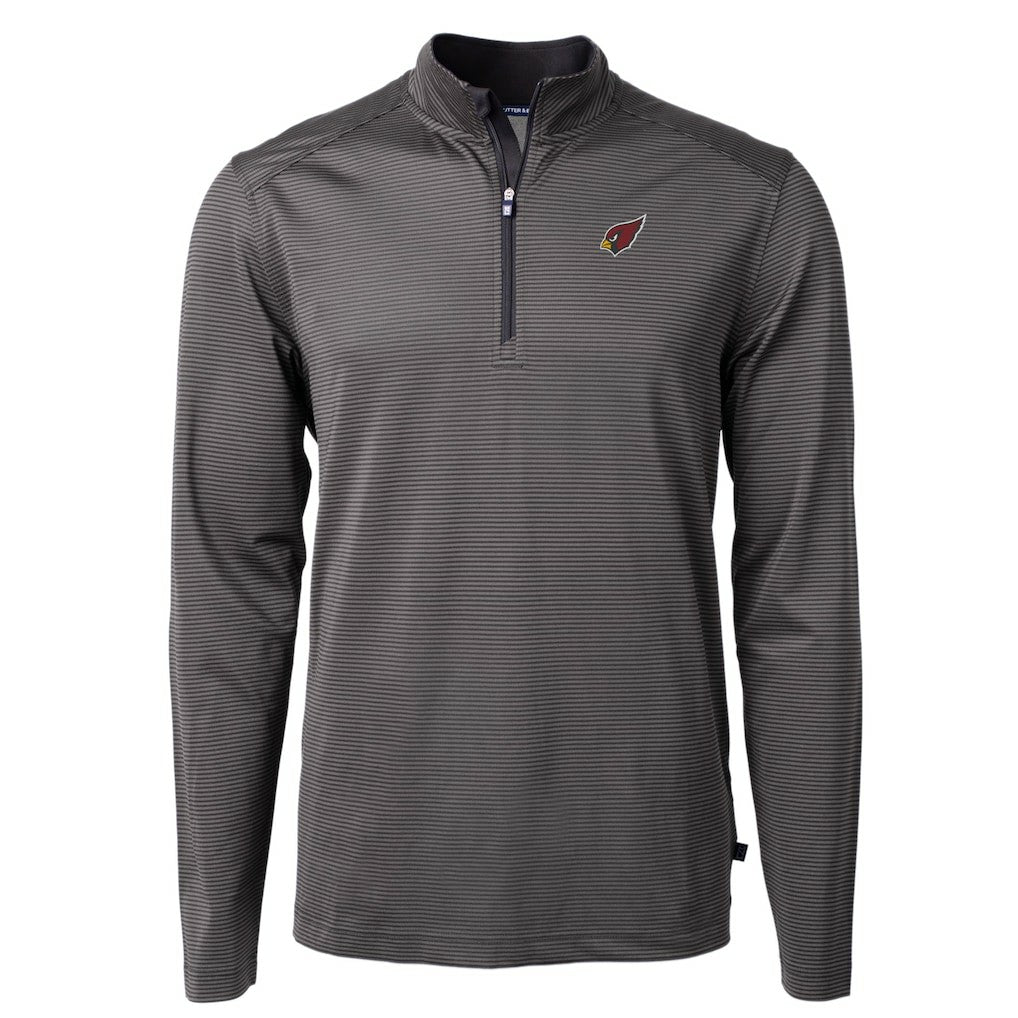 Arizona Cardinals Cutter & Buck Big & Tall Virtue Eco Pique Micro Stripe Tri-Blend Quarter-Zip Jacket Black