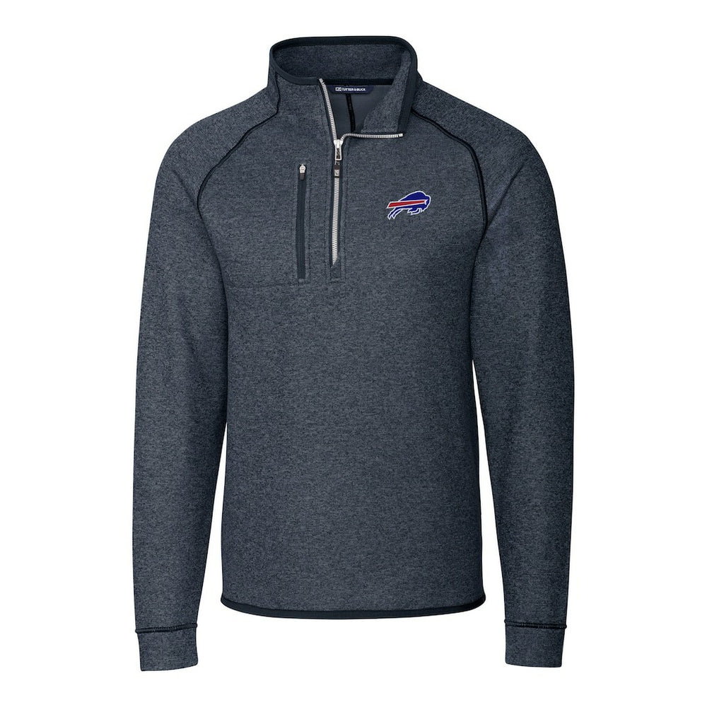 Buffalo Bills Cutter & Buck Big & Tall Mainsail Sweater-Knit Half-Zip Jacket Heather Navy