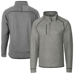 Los Angeles Chargers Cutter & Buck Big & Tall Mainsail Sweater-Knit Raglan Half-Zip Jacket Heather Gray