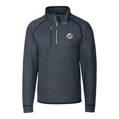 Miami Dolphins Cutter & Buck Big & Tall Mainsail Sweater-Knit Half-Zip Jacket Heather Navy