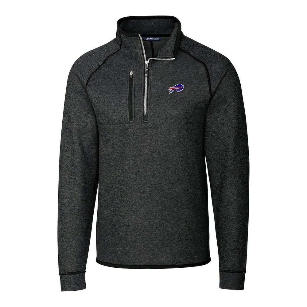 Buffalo Bills Cutter & Buck Big & Tall Mainsail Sweater-Knit Half-Zip Jacket Heather Charcoal