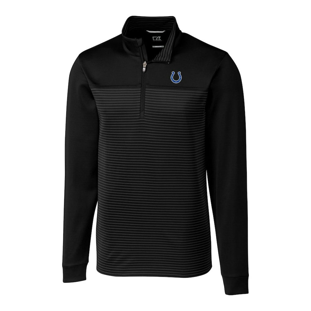 Indianapolis Colts Cutter & Buck Traverse Eco Stripe Tri-Blend DryTec Quarter-Zip Jacket Black