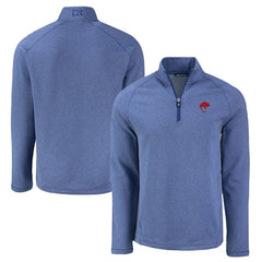 Buffalo Bills Cutter & Buck Peshastin Eco Fleece Tri-Blend Raglan Recycled Quarter-Zip Jacket Heather Royal