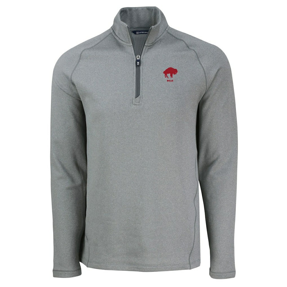 Buffalo Bills Cutter & Buck Peshastin Eco Fleece Tri-Blend Raglan Recycled Quarter-Zip Jacket Heather Gray