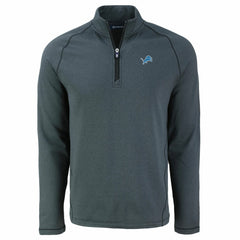 Detroit Lions Cutter & Buck Peshastin Eco Fleece Tri-Blend Raglan Recycled Quarter-Zip Jacket Heather Black