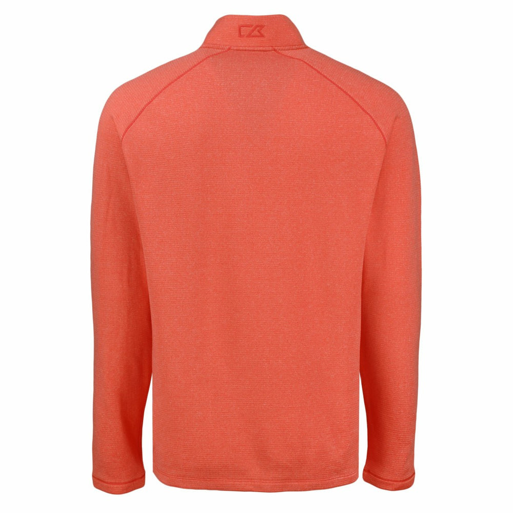 Denver Broncos Cutter & Buck Peshastin Eco Fleece Tri-Blend Raglan Recycled Quarter-Zip Jacket Heather Orange