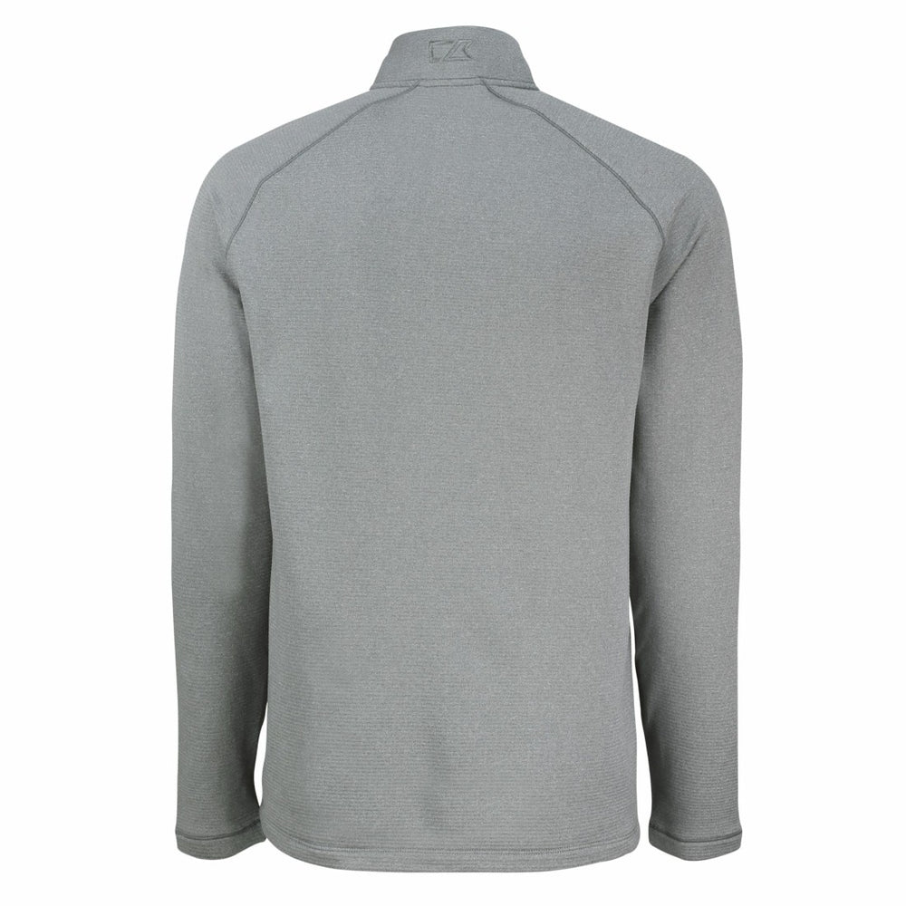 Denver Broncos Cutter & Buck Peshastin Eco Fleece Tri-Blend Raglan Recycled Quarter-Zip Jacket Heather Gray