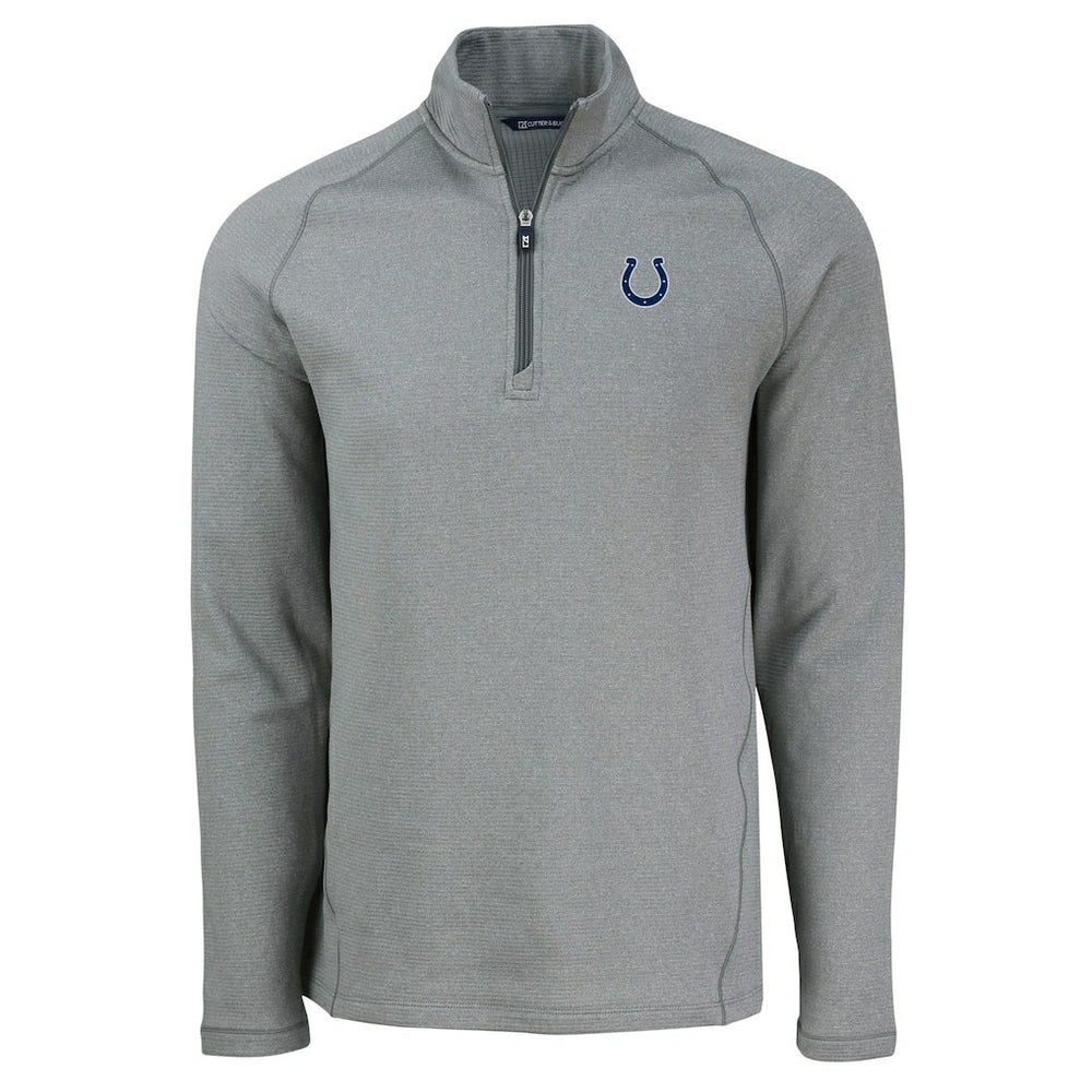 Indianapolis Colts Cutter & Buck Peshastin Eco Fleece Tri-Blend Raglan Recycled Quarter-Zip Jacket Heather Gray