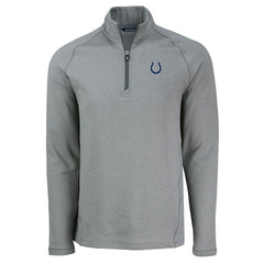 Indianapolis Colts Cutter & Buck Peshastin Eco Fleece Tri-Blend Raglan Recycled Quarter-Zip Jacket Heather Gray