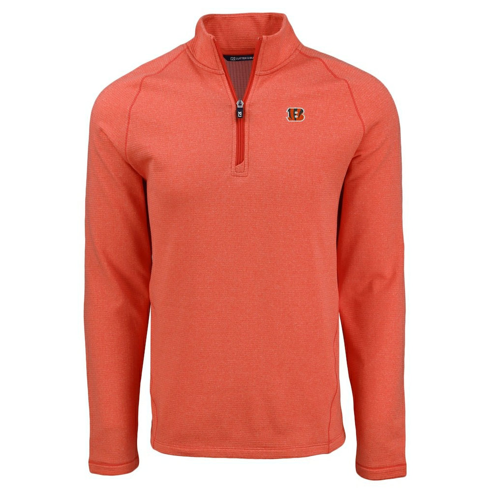 Cincinnati Bengals Cutter & Buck Peshastin Eco Fleece Tri-Blend Raglan Recycled Quarter-Zip Jacket Heather Orange