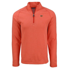 Cincinnati Bengals Cutter & Buck Peshastin Eco Fleece Tri-Blend Raglan Recycled Quarter-Zip Jacket Heather Orange
