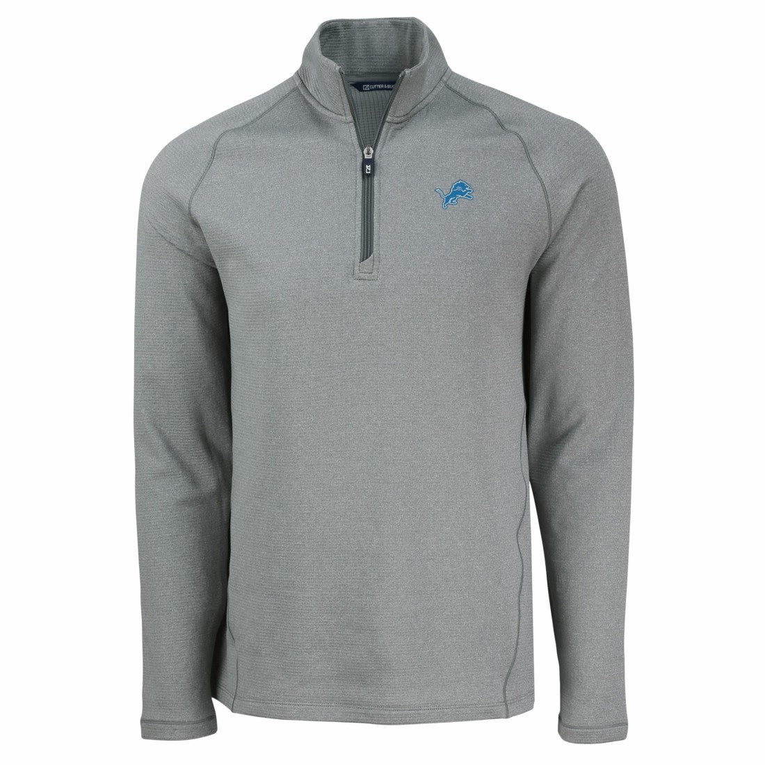 Detroit Lions Cutter & Buck Peshastin Eco Fleece Tri-Blend Raglan Recycled Quarter-Zip Jacket Heather Gray