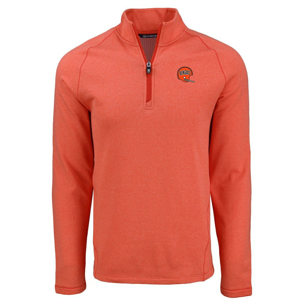 Cincinnati Bengals Cutter & Buck Peshastin Eco Fleece Tri-Blend Raglan Recycled Quarter-Zip Jacket Heather Orange