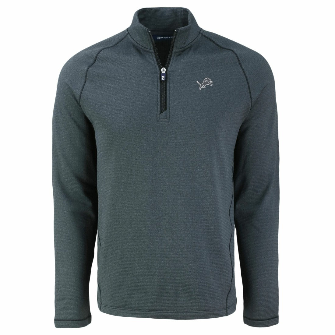 Detroit Lions Cutter & Buck Peshastin Eco Fleece Tri-Blend Raglan Recycled Quarter-Zip Jacket Heather Black