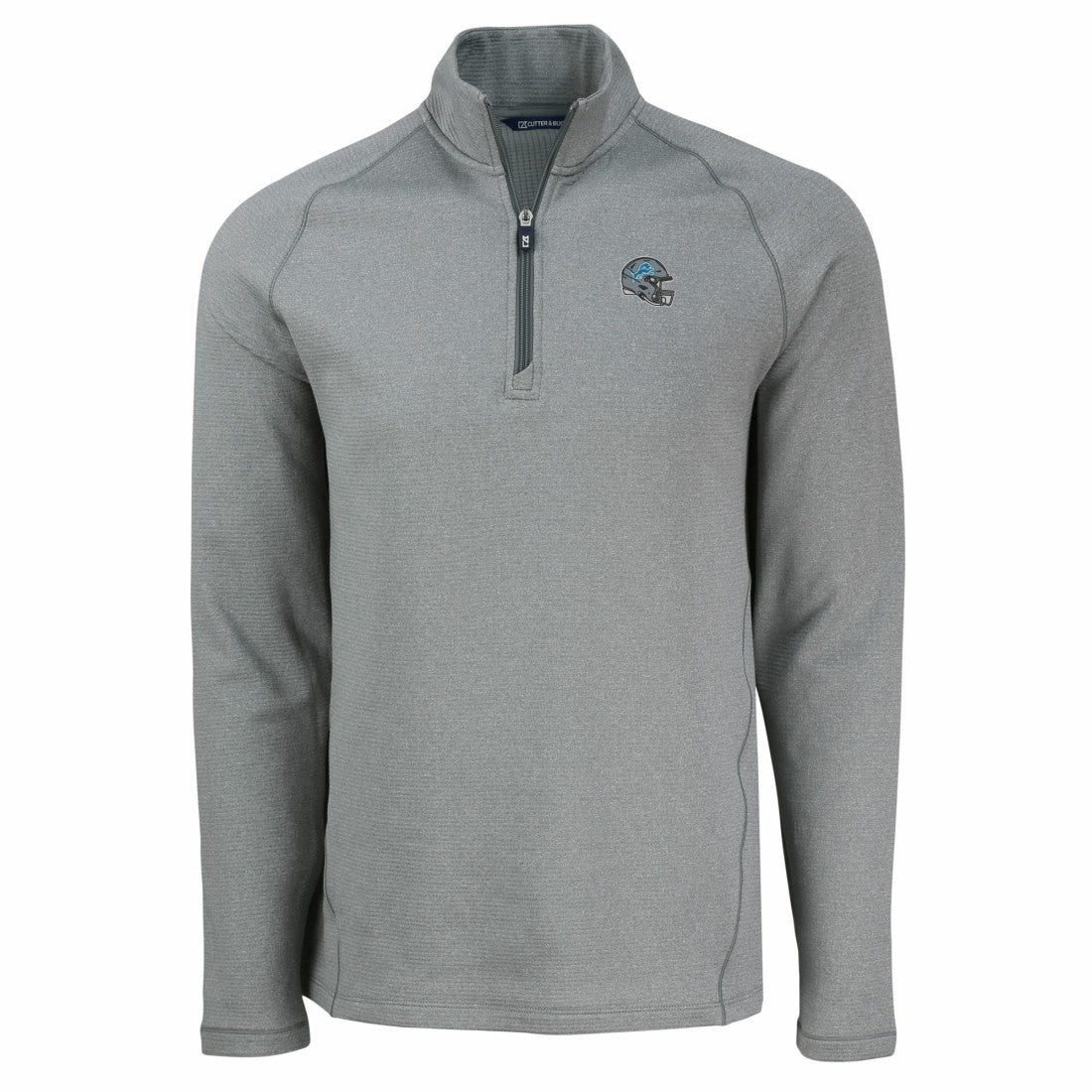 Detroit Lions Cutter & Buck Peshastin Eco Fleece Tri-Blend Raglan Recycled Quarter-Zip Jacket Heather Gray