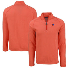 Denver Broncos Cutter & Buck Peshastin Eco Fleece Tri-Blend Raglan Recycled Quarter-Zip Jacket Heather Orange