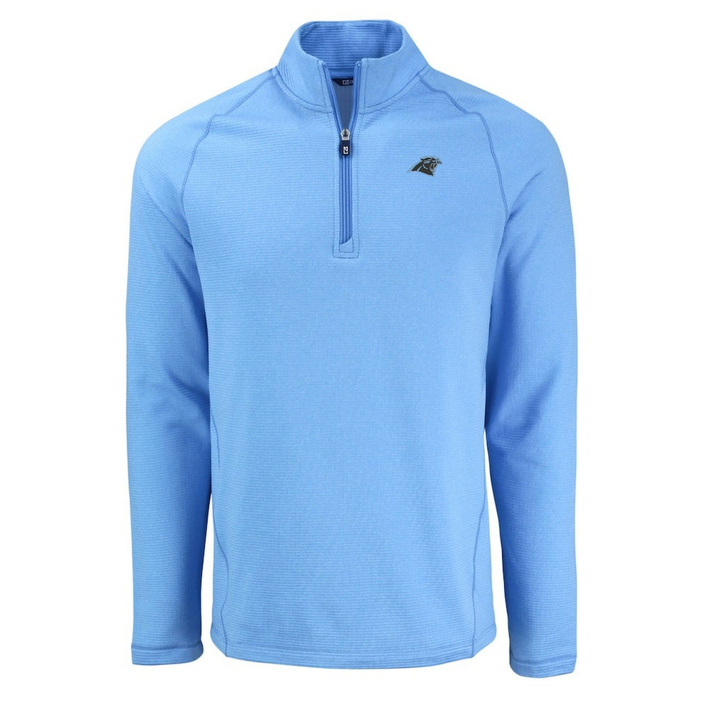 Carolina Panthers Cutter & Buck Peshastin Eco Fleece Tri-Blend Raglan Recycled Quarter-Zip Jacket Heather Blue