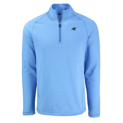 Carolina Panthers Cutter & Buck Peshastin Eco Fleece Tri-Blend Raglan Recycled Quarter-Zip Jacket Heather Blue