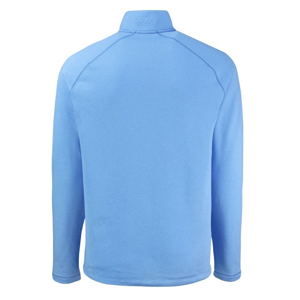 Carolina Panthers Cutter & Buck Peshastin Eco Fleece Tri-Blend Raglan Recycled Quarter-Zip Jacket Heather Blue