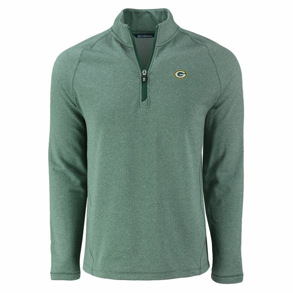 Green Bay Packers Cutter & Buck Peshastin Eco Fleece Tri-Blend Raglan Recycled Quarter-Zip Jacket Heather Green