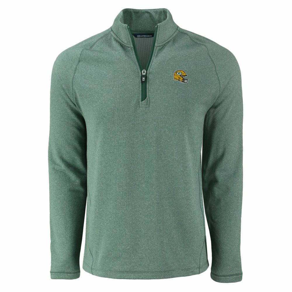Green Bay Packers Cutter & Buck Peshastin Eco Fleece Tri-Blend Raglan Recycled Quarter-Zip Jacket Heather Green
