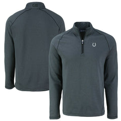 Indianapolis Colts Cutter & Buck Peshastin Eco Fleece Tri-Blend Raglan Recycled Quarter-Zip Jacket Heather Black