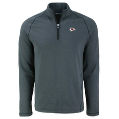 Kansas City Chiefs Cutter & Buck Peshastin Eco Fleece Tri-Blend Raglan Recycled Quarter-Zip Jacket Heather Black
