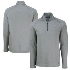 Los Angeles Chargers Cutter & Buck Peshastin Eco Fleece Tri-Blend Raglan Recycled Quarter-Zip Jacket Heather Gray