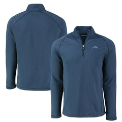 Los Angeles Chargers Cutter & Buck Peshastin Eco Fleece Tri-Blend Raglan Recycled Quarter-Zip Jacket Heather Navy