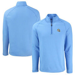 Los Angeles Chargers Cutter & Buck Peshastin Eco Fleece Tri-Blend Raglan Recycled Quarter-Zip Jacket Heather Powder Blue