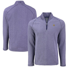 Minnesota Vikings Cutter & Buck Peshastin Eco Fleece Tri-Blend Raglan Recycled Quarter-Zip Jacket Heather Purple