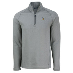 Minnesota Vikings Cutter & Buck Peshastin Eco Fleece Tri-Blend Raglan Recycled Quarter-Zip Jacket Heather Gray